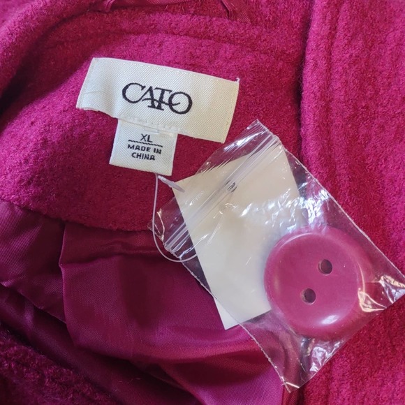 Cato Wool Blend Hooded 2 Button Peacoat Berry Pink XL - Picture 6 of 9